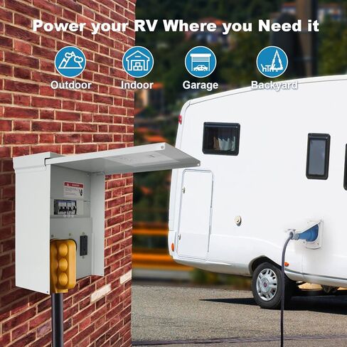 Temporary Power Outlet Panel, Power Circuit Breaker Panel with 20, 30 Amp Receptacle Installed, Prewired Receptacle Panel Weatherproof Electrical Outlet Box (20A 30A Power Outlet Panel) in Saudi Arabia