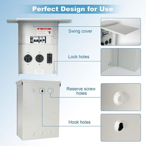 Temporary Power Outlet Panel, Power Circuit Breaker Panel with 20, 30 Amp Receptacle Installed, Prewired Receptacle Panel Weatherproof Electrical Outlet Box (20A 30A Power Outlet Panel) in Saudi Arabia