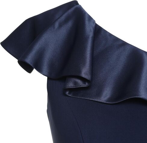 Alex Evenings Women's Long One Matte Jersey Dress with Charmeuse Shoulder Detail Deep in Saudi Arabia