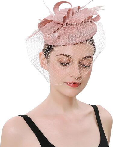 Fascinators Hats Women Pillbox Hat Feathers Derby Headband Wedding Headwear Tea Party Hair Clip 20s 50s Top Hat in Saudi Arabia