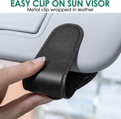 Sunglasses Holder Compatible with Tesla Model Y 3 X S Cybertruck Leather Magnetic Glasses Mount Holder Eyeglasses Sunglasses Clip Visor Sunglass Holder Accessories Gifts for Owners (Black) in Saudi Arabia
