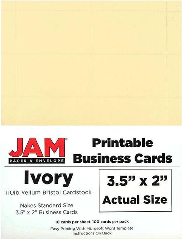 JAM PAPER Printable Business Cards - 3 1/2 x 2 - Brite Hue Blue - 100/Pack in Saudi Arabia