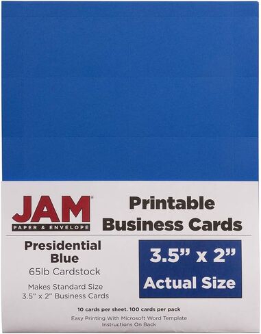 بطاقات عمل قابلة للطباعة من JAM PAPER - 3 1/2 × 2 - أزرق برايت هيو - 100/عبوة in Saudi Arabia