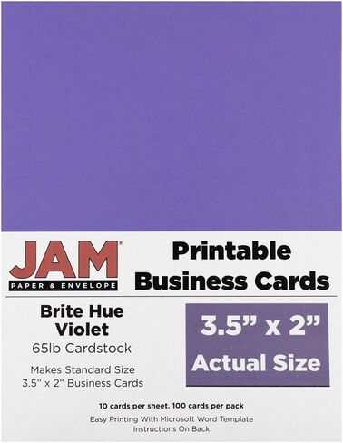 JAM PAPER Printable Business Cards - 3 1/2 x 2 - Brite Hue Blue - 100/Pack in Saudi Arabia