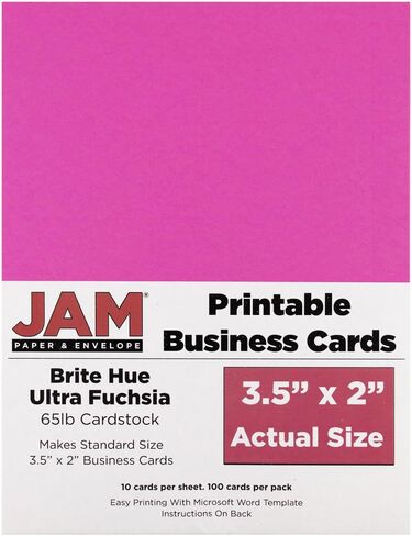 JAM PAPER Printable Business Cards - 3 1/2 x 2 - Brite Hue Blue - 100/Pack in Saudi Arabia