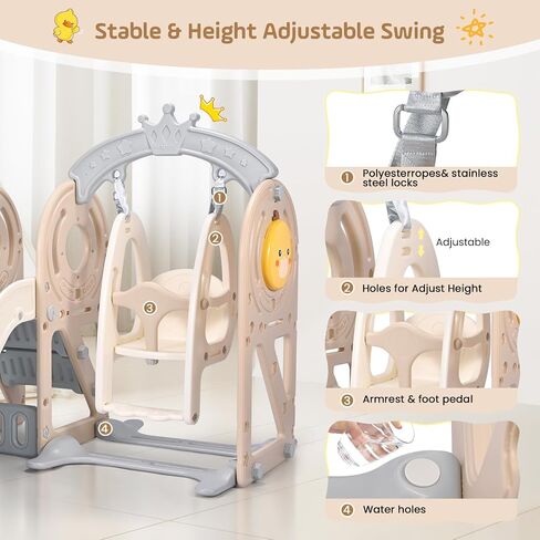 Toddler Slide Set, 5 in 1 Indoor Slide Playgrounds for Toddlers 1-3 Bus Playhouse Outdoor Slide Freestanding Playset with Basketball Hoop Climber Toddler Playground in Saudi Arabia