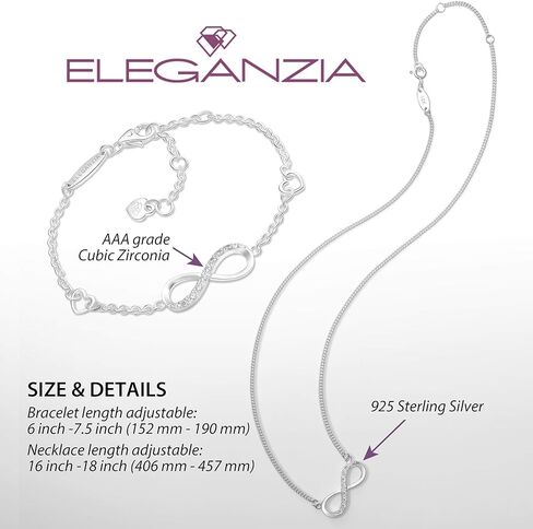 قلادة إنفينيتي لصديقتك مع سوار إنفينيتي من الفضة الاسترليني للنساء مجموعة مجوهرات لا نهاية لها من الحب إنفينيتي هدايا عيد ميلاد للفتيات الأم in Kuwait