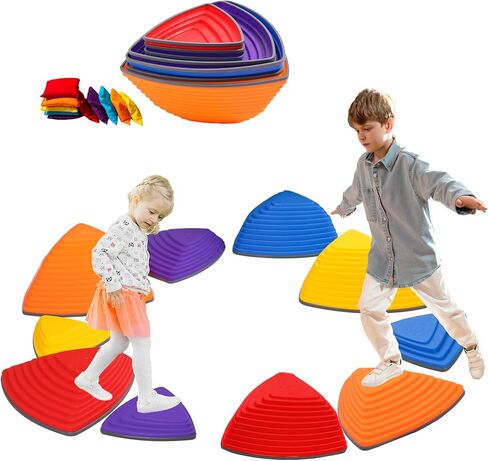 Stepping Stones for Kids Ages 3 and Up - Durable Stepping Stones Encourage Toddler Balance & Gross Motor Skills with Non-Slip Surface for Indoor Obstacle Courses Outdoor Toys Play in Saudi Arabia