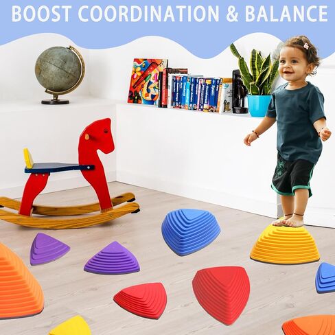 Stepping Stones for Kids Ages 3 and Up - Durable Stepping Stones Encourage Toddler Balance & Gross Motor Skills with Non-Slip Surface for Indoor Obstacle Courses Outdoor Toys Play in Saudi Arabia