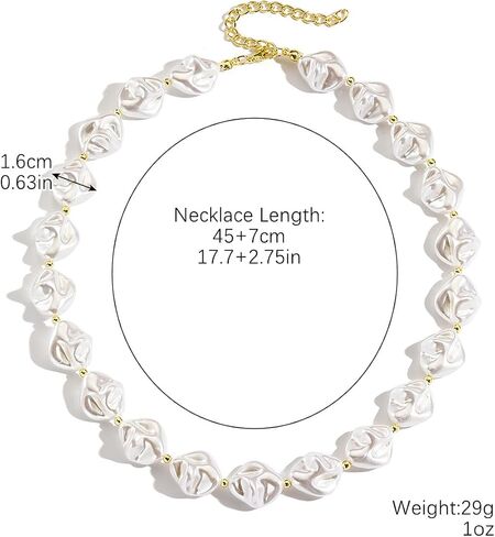 Natural Pearl Pendant Necklace for Women Teen Girls,Adjustable Baroque Dainty Pearl Beads Choker,Charming Simplify Daily Jewelry Gift in Saudi Arabia