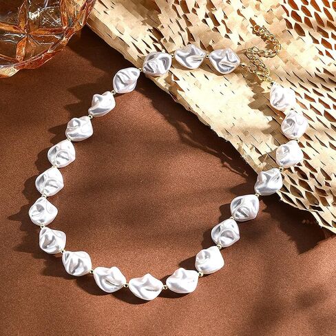 Natural Pearl Pendant Necklace for Women Teen Girls,Adjustable Baroque Dainty Pearl Beads Choker,Charming Simplify Daily Jewelry Gift in Saudi Arabia