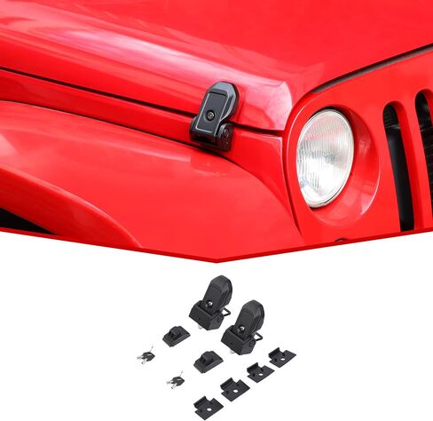JeCar JK Hood Latches Aluminum Locking Hood Catch Exterior Accessories Compatible with Jeep Wrangler 2007-2024 JK JL & Gladiator JT Truck, Black in Saudi Arabia