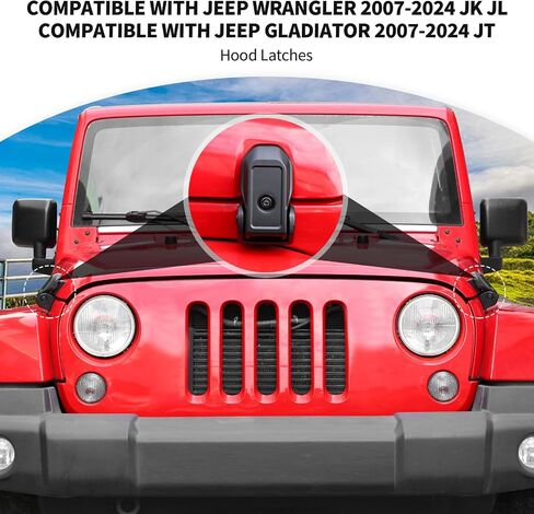 JeCar JK Hood Latches Aluminum Locking Hood Catch Exterior Accessories Compatible with Jeep Wrangler 2007-2024 JK JL & Gladiator JT Truck, Black in Saudi Arabia