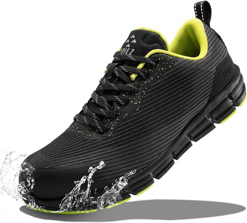 SPIEZ Waterproof Safety Shoes for Men Women, Lightweight Composite Toe Work Shoes Black Green US4-13.5 in Saudi Arabia