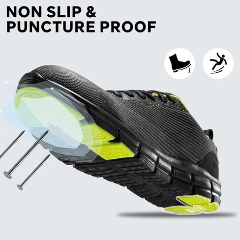 SPIEZ Waterproof Safety Shoes for Men Women, Lightweight Composite Toe Work Shoes Black Green US4-13.5 in Saudi Arabia