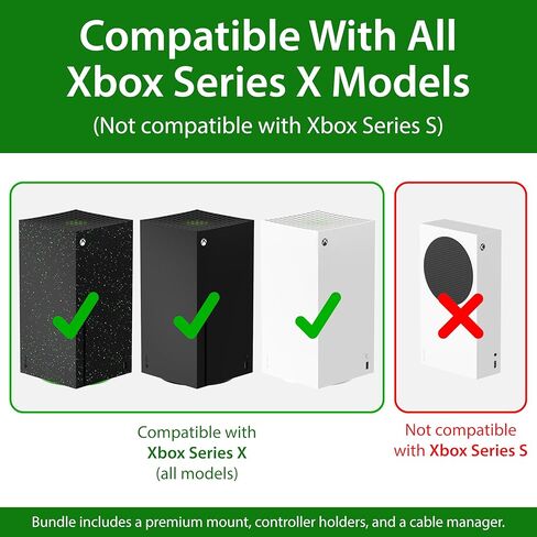 TotalMount - حامل على الحائط لجهاز Xbox Series X - يمنع جهاز Xbox الخاص بك من السقوط عن طريق تأمين كل جانب (حزمة كبيرة: حامل على الحائط و3 حوامل لوحدات التحكم) in Kuwait