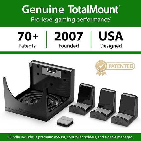 TotalMount - حامل على الحائط لجهاز Xbox Series X - يمنع جهاز Xbox الخاص بك من السقوط عن طريق تأمين كل جانب (حزمة كبيرة: حامل على الحائط و3 حوامل لوحدات التحكم) in Kuwait