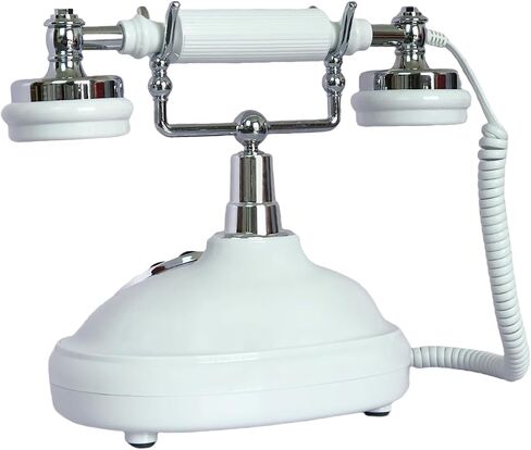 Retro Corded Landline Phone, TelPal White Classic Vintage Old Fashion Telephone for Home & Office, Wired Antique Home Phone Gift for Seniors (Rotary Dial Button) in Saudi Arabia