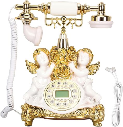 Retro Landline Telephone, Vintage Telephone Antique Phone Old Fashioned Landline Phones with Push Button Dial and LCD Display, Classic Corded Telephone for Home Office (MS‑8334B, in Saudi Arabia
