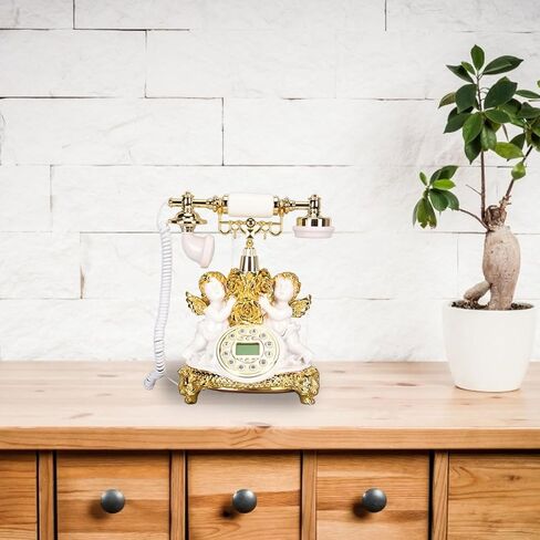 Retro Landline Telephone, Vintage Telephone Antique Phone Old Fashioned Landline Phones with Push Button Dial and LCD Display, Classic Corded Telephone for Home Office (MS‑8334B, in Saudi Arabia