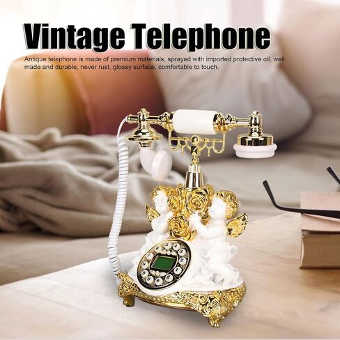 Retro Landline Telephone, Vintage Telephone Antique Phone Old Fashioned Landline Phones with Push Button Dial and LCD Display, Classic Corded Telephone for Home Office (MS‑8334B, in Saudi Arabia