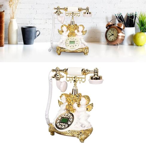 Retro Landline Telephone, Vintage Telephone Antique Phone Old Fashioned Landline Phones with Push Button Dial and LCD Display, Classic Corded Telephone for Home Office (MS‑8334B, in Saudi Arabia