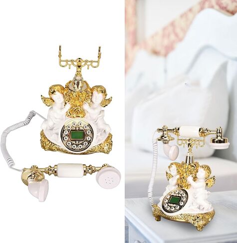 Retro Landline Telephone, Vintage Telephone Antique Phone Old Fashioned Landline Phones with Push Button Dial and LCD Display, Classic Corded Telephone for Home Office (MS‑8334B, in Saudi Arabia