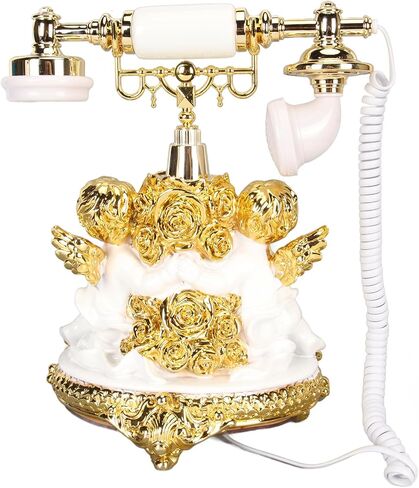 Retro Landline Telephone, Vintage Telephone Antique Phone Old Fashioned Landline Phones with Push Button Dial and LCD Display, Classic Corded Telephone for Home Office (MS‑8334B, in Saudi Arabia