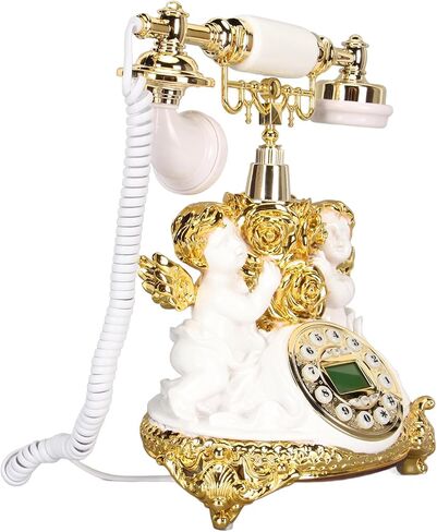 Retro Landline Telephone, Vintage Telephone Antique Phone Old Fashioned Landline Phones with Push Button Dial and LCD Display, Classic Corded Telephone for Home Office (MS‑8334B, in Saudi Arabia