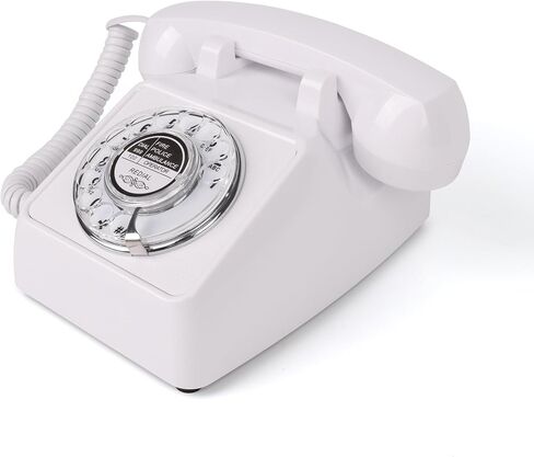 Rotary Retro Phone, Landline Phone with Old Fashion Rotary Dial, Adjustable Volume Corded Phone with Redial Function, Decorative Retro Phones for Home/Office, Vintage Gift Phone, White in Saudi Arabia