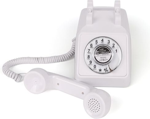 Rotary Retro Phone, Landline Phone with Old Fashion Rotary Dial, Adjustable Volume Corded Phone with Redial Function, Decorative Retro Phones for Home/Office, Vintage Gift Phone, White in Saudi Arabia