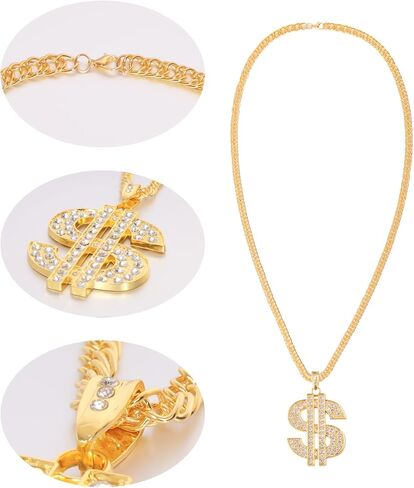 5 قطع أزياء الهيب هوب مجموعات 80s 90s الهيب هوب الملحقات الزي لمغني الراب زي الملحقات سلسلة ذهبية وهمية مغني الراب تحت عنوان ملابس الحفلات الملحقات للرجال الأولاد in Kuwait