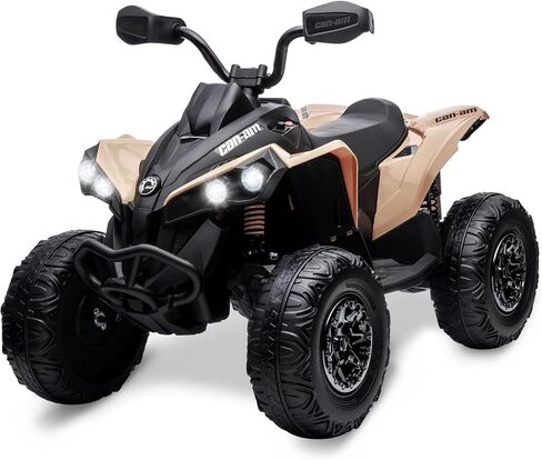 GAOMON Kids ATV 4 Wheeler, 12V Ride on Toy Car Bombardier Licensed BRP Can-am, Quad Electric Vehicles with Remote Control, LED Lights, Spring Suspension, Treaded Tires, Music, USB & AUX, Khaki in Saudi Arabia