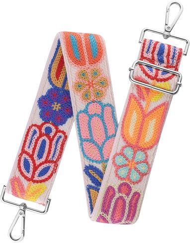 Crochet Purse Strap,Floral Purse Straps Replacement for Crossbody Messenger Travel Defful Bags(Silver Hardware) in Saudi Arabia