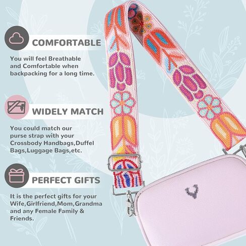 Crochet Purse Strap,Floral Purse Straps Replacement for Crossbody Messenger Travel Defful Bags(Silver Hardware) in Saudi Arabia