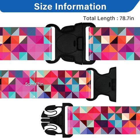 Luggage Straps for Suitcases, Travel Adjustable Belt with Quick Release Buckle, Heavy Duty Nylon Bag Packing Strap, Unique Bright Identifiers Business Travel Accessories (2 Pack)-Colorful Block in Saudi Arabia