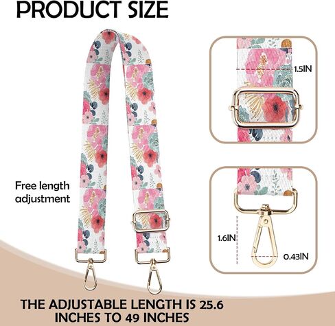 Purse Strap Crossbody Shoulder Straps Adjustable Replacement 1.5 inch Wide for Women Girls Bag Cute Aesthetic in Saudi Arabia