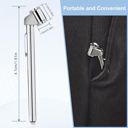 مقياس ضغط الإطارات بالقلم الرصاص، 10-120 رطل لكل بوصة مربعة، مقياس هواء مزدوج الرأس، ضغط الإطارات شديد التحمل، مقياس صمام الإطارات للشاحنة والسيارات RV ATV والدراجات النارية (عبوة واحدة) in Kuwait