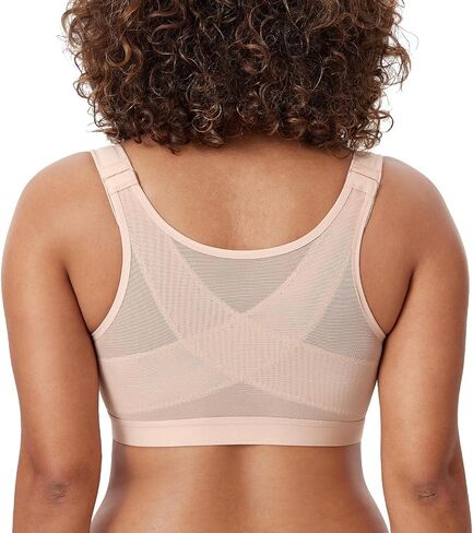 DELIMIRA Women's Natrelax Front Closure Bras Posture Lightly Padded Plus Size Wireless Full Coverage Bra in Saudi Arabia