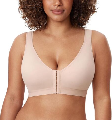 DELIMIRA Women's Natrelax Front Closure Bras Posture Lightly Padded Plus Size Wireless Full Coverage Bra in Saudi Arabia