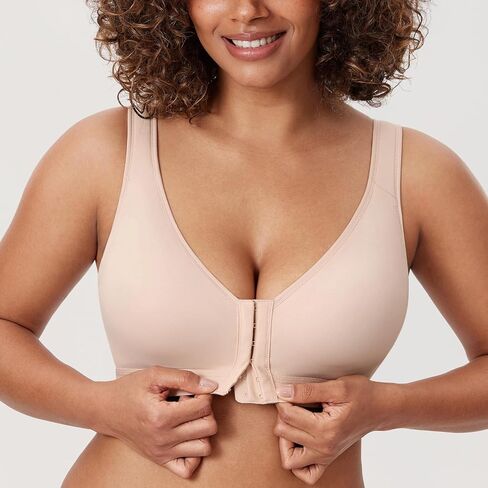 DELIMIRA Women's Natrelax Front Closure Bras Posture Lightly Padded Plus Size Wireless Full Coverage Bra in Saudi Arabia
