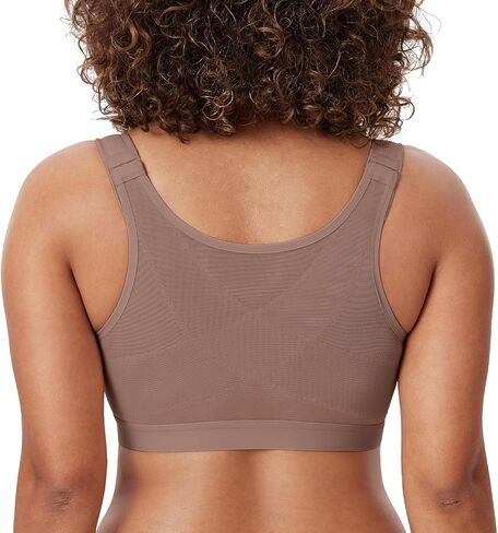 DELIMIRA Women's Natrelax Front Closure Bras Posture Lightly Padded Plus Size Wireless Full Coverage Bra in Saudi Arabia