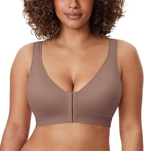 DELIMIRA Women's Natrelax Front Closure Bras Posture Lightly Padded Plus Size Wireless Full Coverage Bra in Saudi Arabia