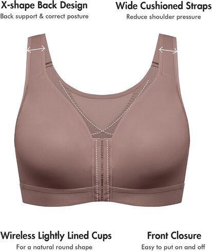DELIMIRA Women's Natrelax Front Closure Bras Posture Lightly Padded Plus Size Wireless Full Coverage Bra in Saudi Arabia