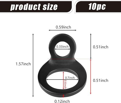 10 PCS O-Ring Tie Down Anchor Hook, Multi-Purpose Stainless Steel Tie-Down Anchors Hooks for Garage, Workshop, Truck, Trailer, Golf Cart Hitch Accessories (Black) in Saudi Arabia