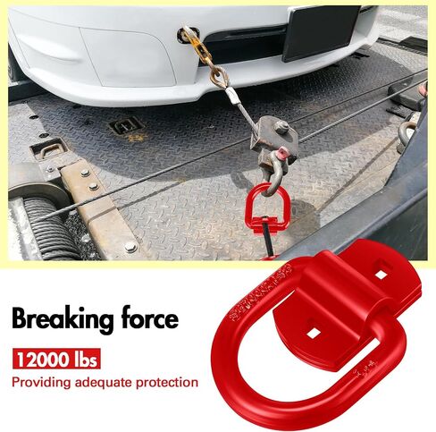 Riakrum 8 Pieces D Ring Tie Down Anchor 1/2 Inch Heavy Duty Tie Down Rings 12000 Lbs Break Strength Tie Down Anchors Hook with Screws Bolts for Trailer Truck Bed Cargo (Red) in Saudi Arabia