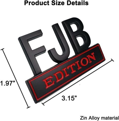 2Pcs Vehicle Car FJB Edition Emblem,ThyNing 3D Alloy Badge Fender Decal Sticker Compatible with Dodge Ram/Wrangler/Tundra/Tacoma/Chevy Sliverando and More Car Truck Emblem Decorations(Black) in Saudi Arabia