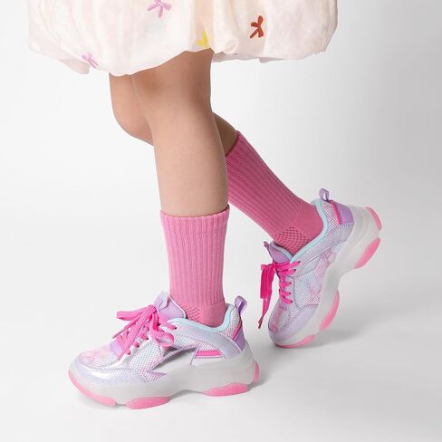 أحذية رياضية للفتيات من DREAM PAIRS بأربطة خفيفة الوزن لامعة StarGlow قابلة للتنفس ونعل جيلي للأطفال أحذية مشي رياضية كاجوال in Saudi Arabia
