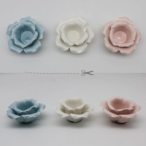 Ceramics Lotus Tealight Candle Holders, Votive Flower Tea Light Holder, Tabletop Altar Party Wedding Home Decoration, Set of 2 (Pink) L4'' in Kuwait