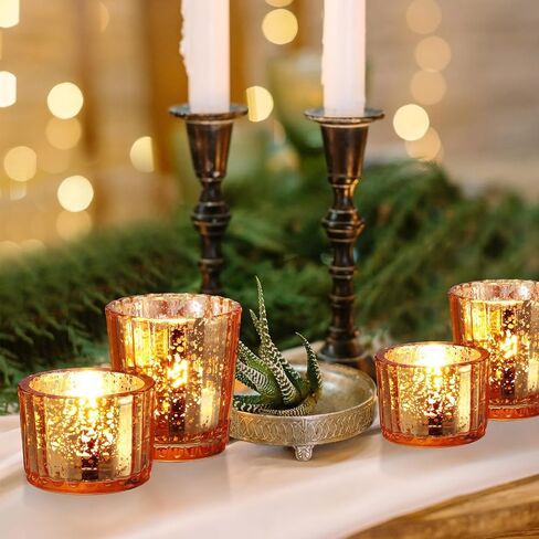 Nuenen 24 Pcs Glass Tea Light Candle Holder Vintage Votive Bulk for Boho Wedding Parties Decoration Dinner Table Centerpieces(Gold) in Saudi Arabia